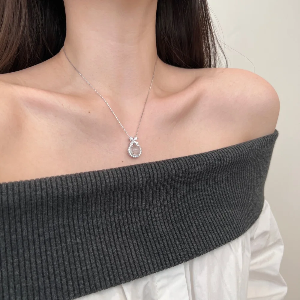 KAKODIY Special Design Exquisite Jewelry 925 Sterling Silver Box Chain 5A Cubic Zirconia Natural Ink Jade Pendant Women's Necklace detail 2