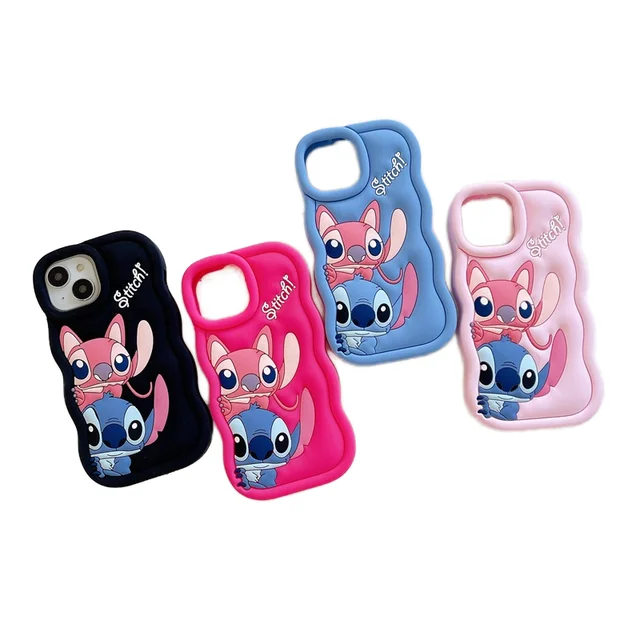 New Cute 3D Stitch Silicone Mobile Phone Case For iPhone 16 15 14 13 12 11 Pro max Fashion Cartoon Rubber Shockproof Back Cover