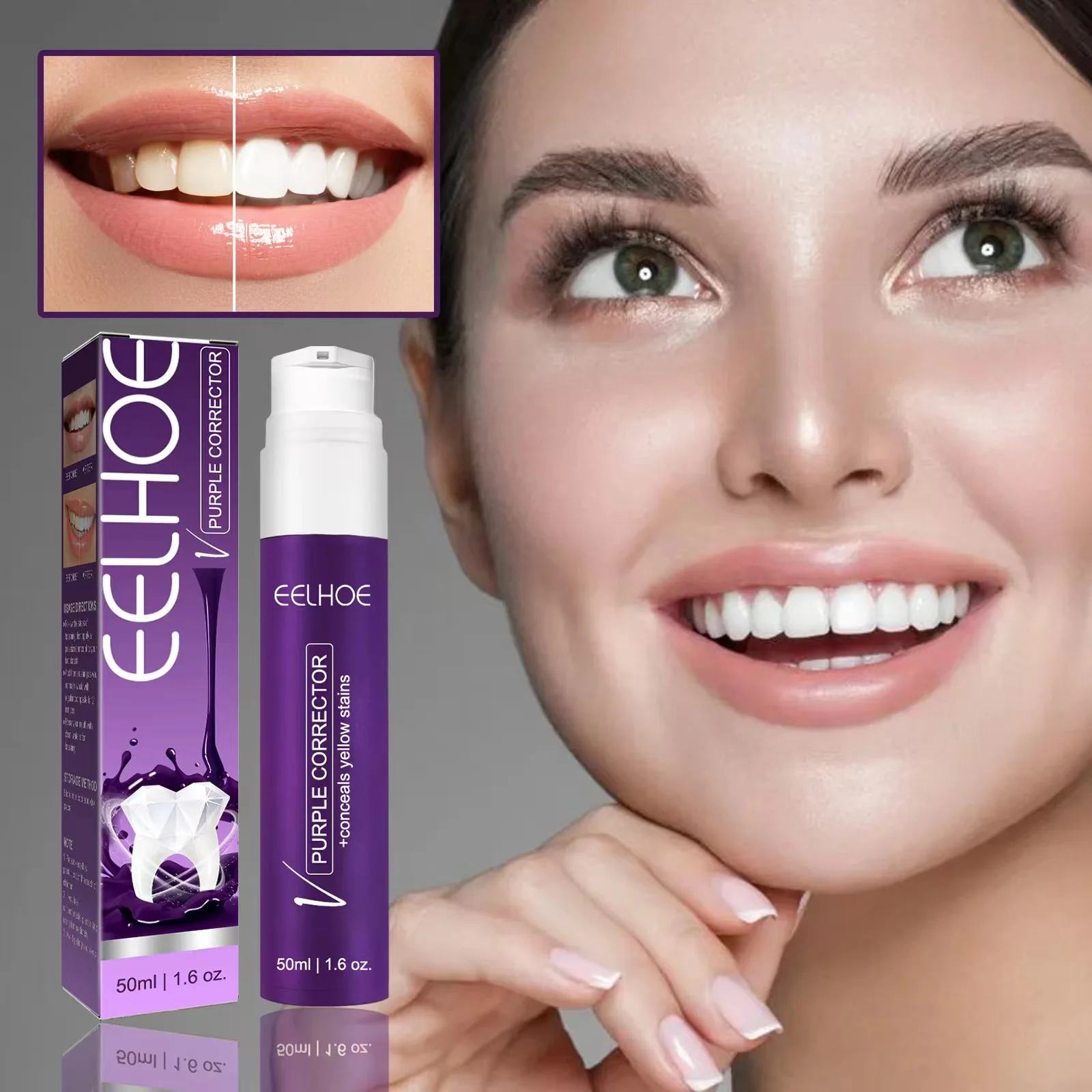 EELHOE Purple Corrector Cleaning and Whitening of Yellow Teeth Whitening Toothpaste