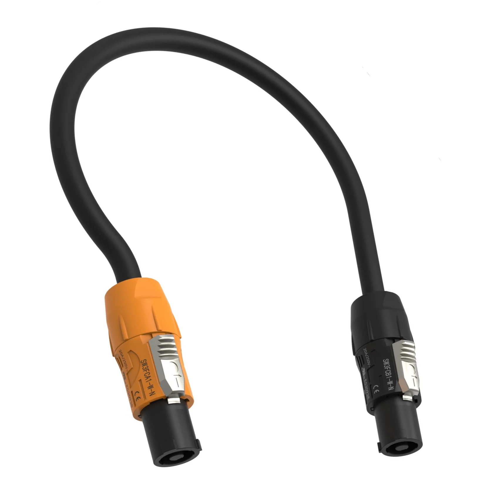 Outdoor IP65 Waterproof Powercon Connector 20A 250V 3-Pin Male Plug Female Chassis Socket Yellow Input LED Display Connector