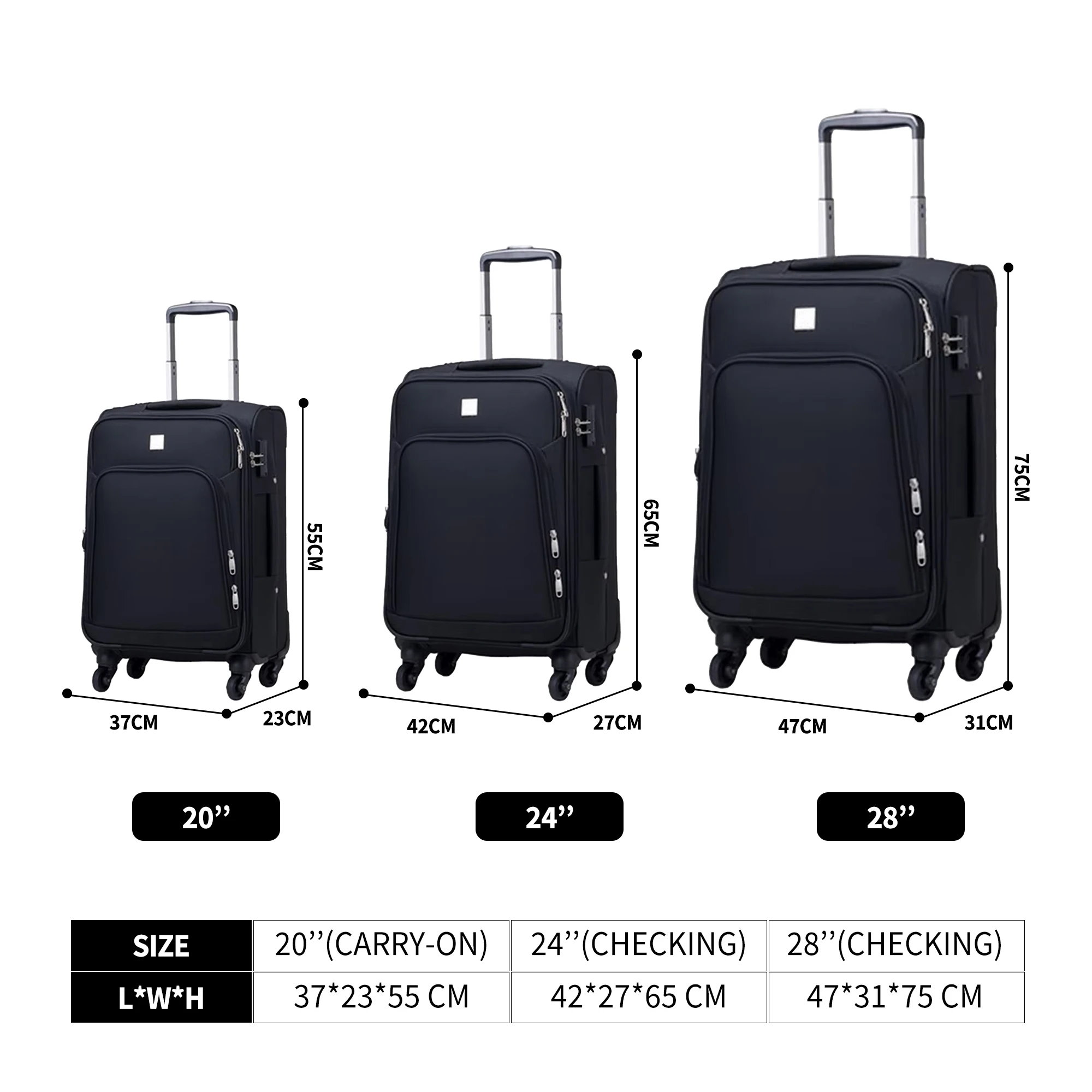 Manmanray Soft Luggage Trolley Bags Durable Spacious