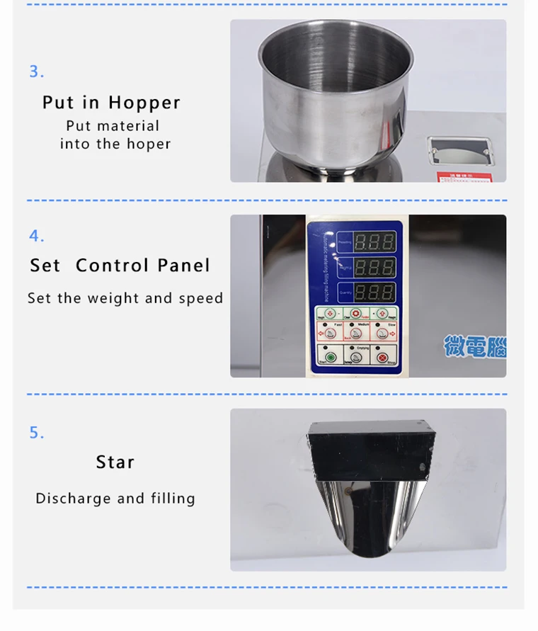 1-200G for Tea and Coffee Bean Semi Auto Stainless Steel Particle Powder Bag Weighing Filling Machine - Image 6