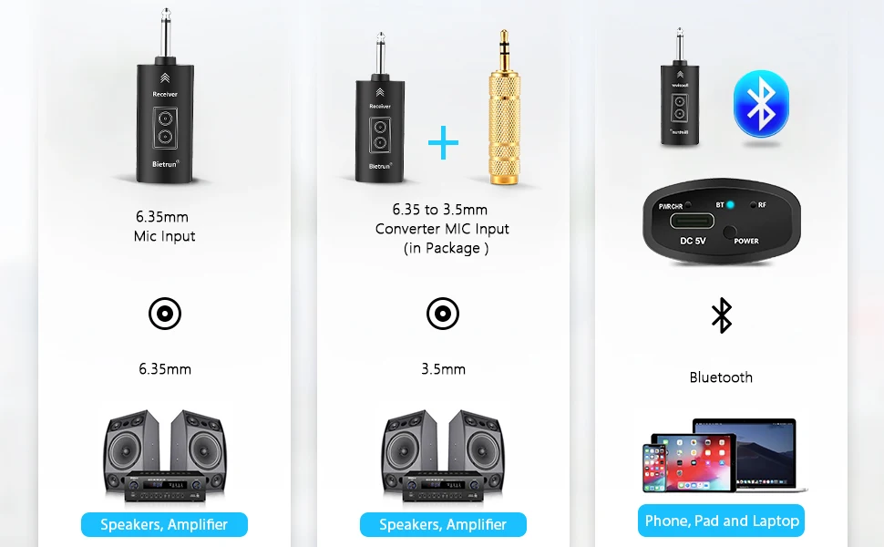 Bietrun Wireless Microphone Rechargeable,168ft Range Bluetooth