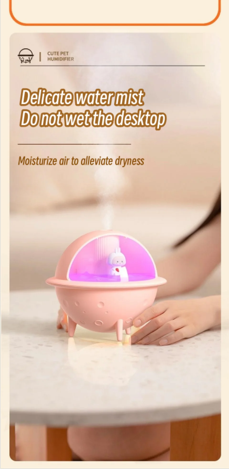 Gadgetoo Creative 350Ml Space Man Planet Humidifier Cool Mist Ultrasonic Mist Sprayer With Romantic Warm Light