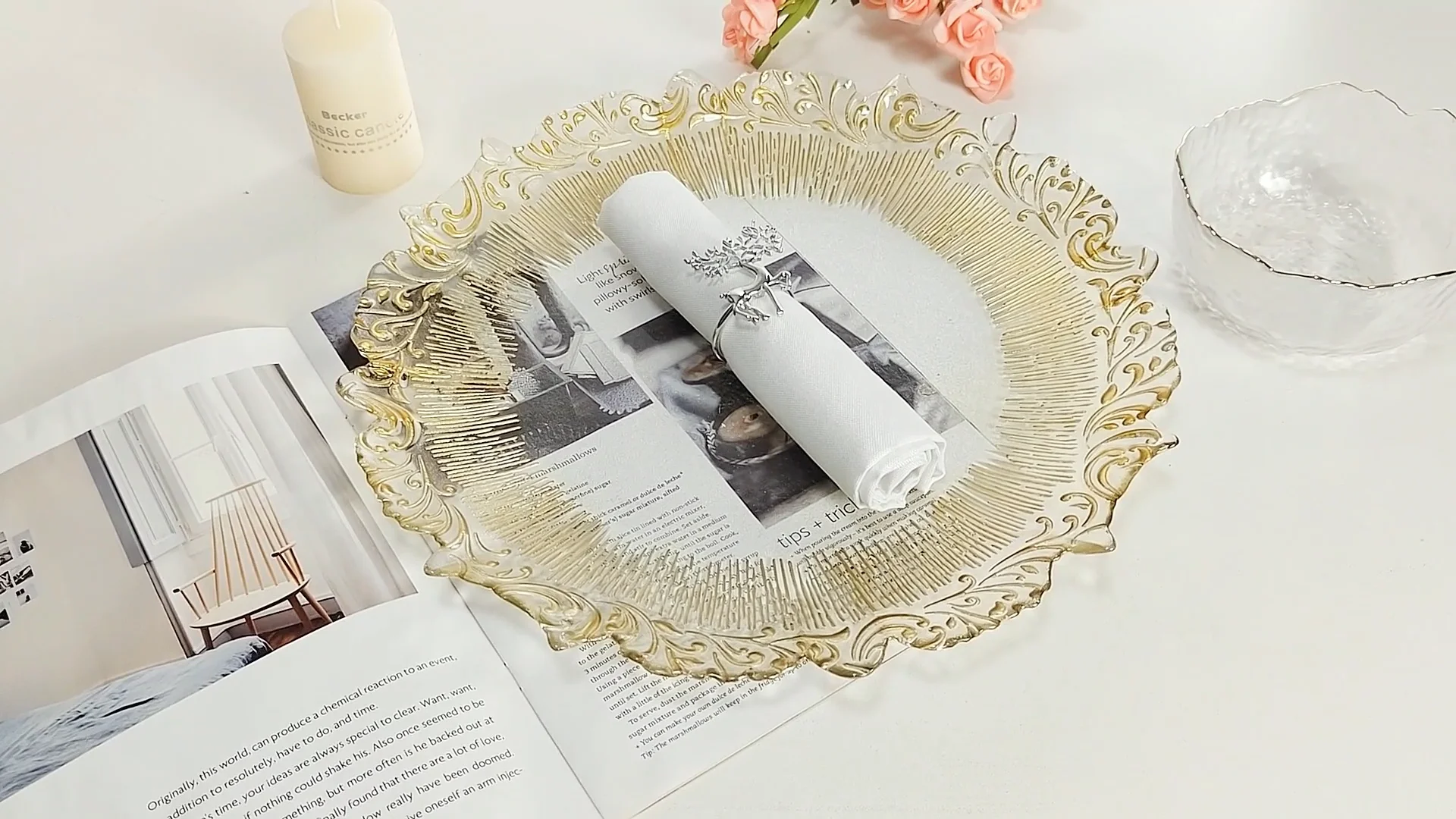 Wholesale Glass Dinner Plates Charger Wedding Design 13 Inch Glass