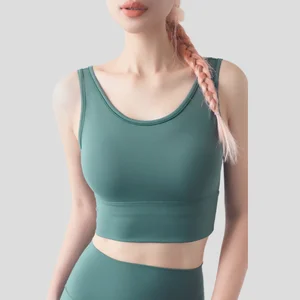 European American Women's Sports Bra Elastic Breathable Solid Color High Support Quick Dry Training Backless Yoga Bra