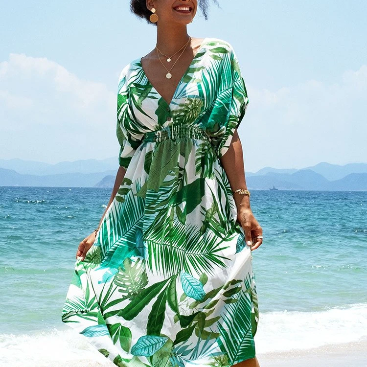 at the beach theme dress to impress Women's Bohemian Blue Cotton T-Back Maxi Dress