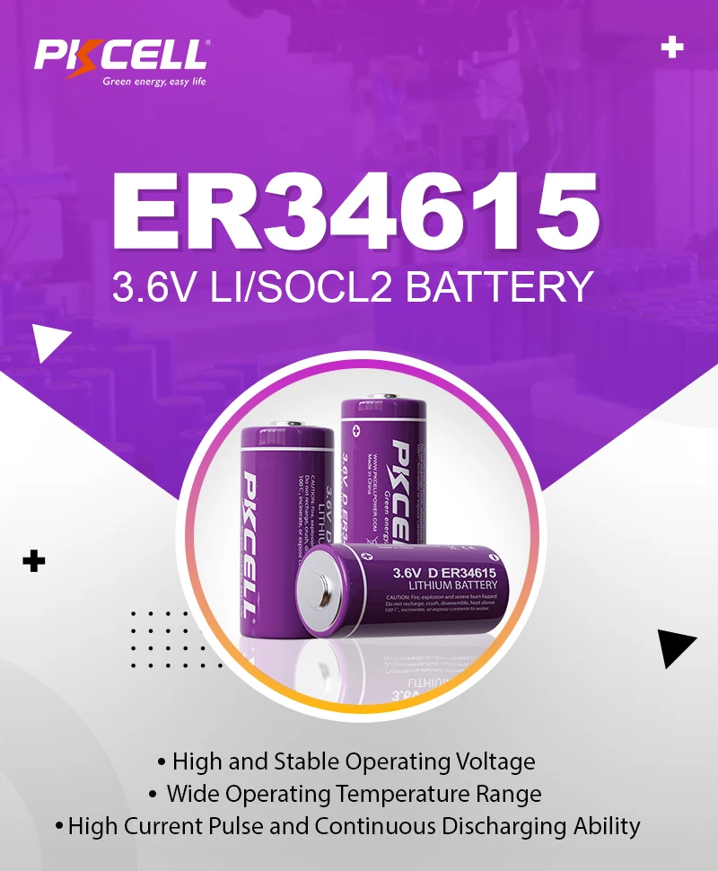 Pkcell Er34615 Lithium Batteries 3.6v Size D 19000mah Battery For Water