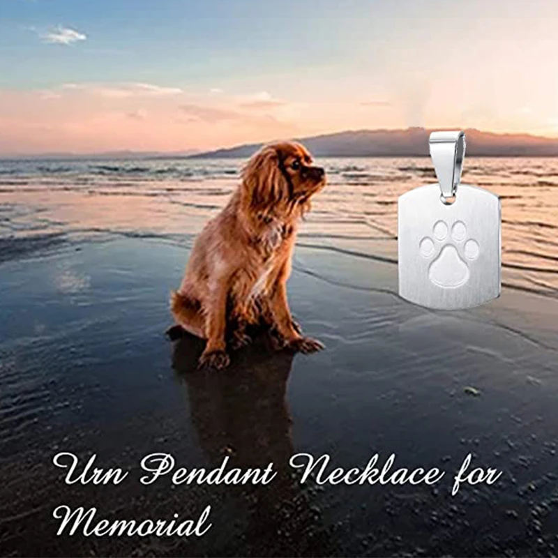 Pet Urn Necklaces for Ashes Paw Print Memorial Ash Pendant Necklace Cremation Keepsake Jewelry for Dog's Ashes with Filling Kit