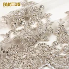 Crystal Sequins Bridal Luxury Embroidery Beads Wedding Dresses Tulle White Beaded Lace Fabric