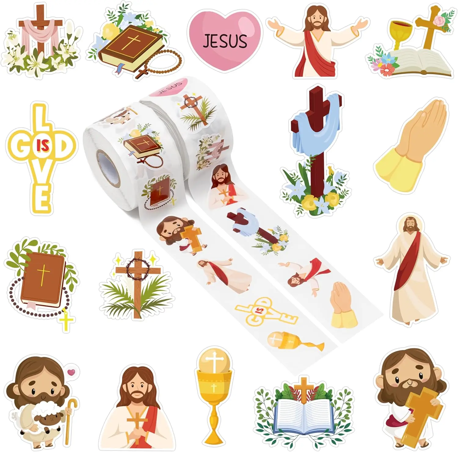Multi Color Chtistian Religious Theme Hope Love God Is Love Bless You Self Adhesive Sticker Decals for Kids Sunday School