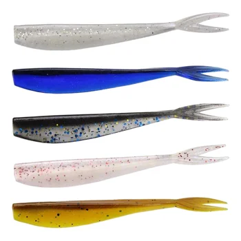Newbility 70mm 1.2g Soft Fishing Baits Double Color Split-tail Silicone Fishing Saltwater Fish Marlin Ocean Boat Fishing – Soft Lure – view 2