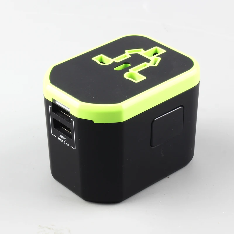 Jingsai 2USB Universal Power Converter Plug Multi-Country Travel Adapter with High 8A Rated Current for US EU UK Japan Australia