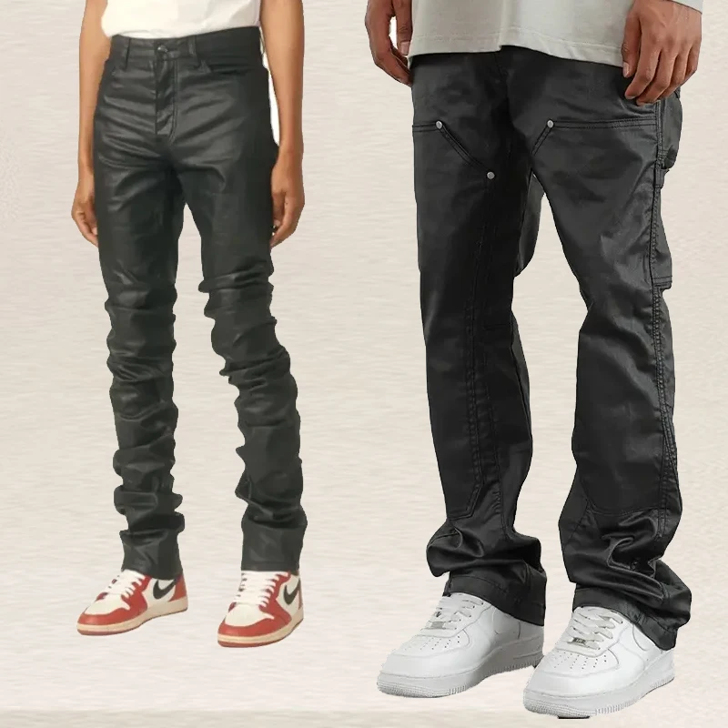 【極美品】LLERU BLACK WAX CARGO DENIM LILUO 2024 NO MOQ Black Custom Waxeds Pants - Stacked Jeans