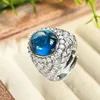 แหวนคริสตัลปลายแหลมสีฟ้า ปรับขนาดได้