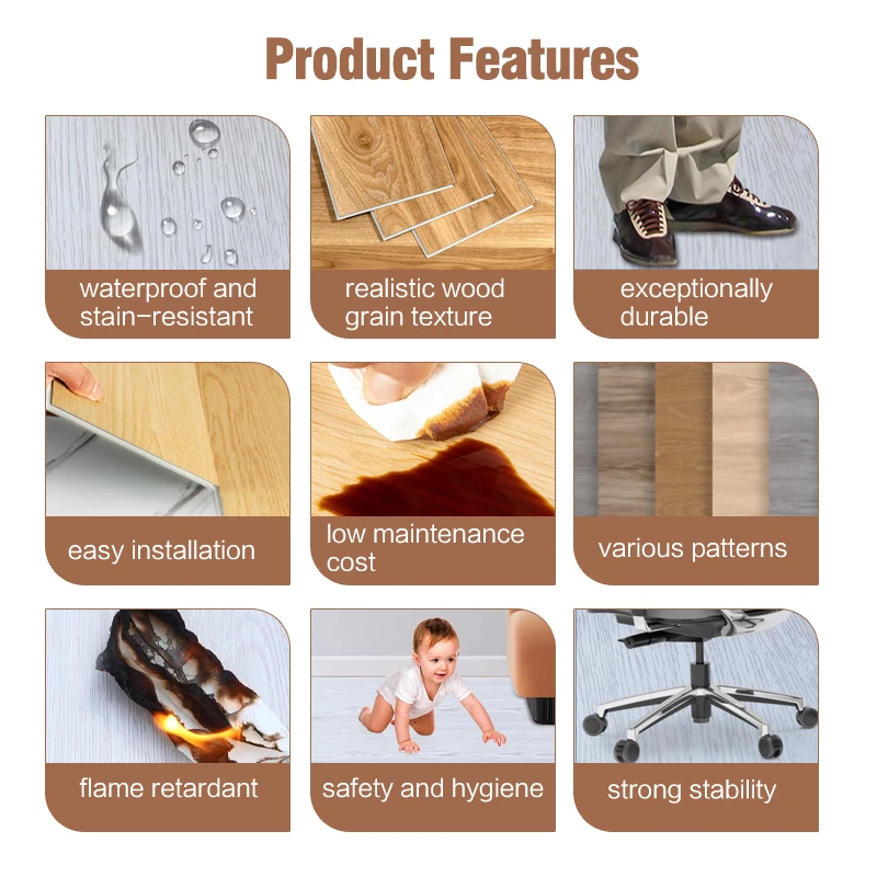 Wholesale Moisture-proof Piso SPC Parquet PVC Floor Tiles Plastic Vinyl Flooring 8mm Flooring Vinyl Plank Waterproof With IXPE