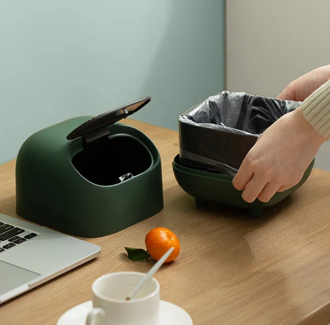 Bureau, bureau ou table basse mignon mini ninja poubelle de bureau avec  couvercle petite poubelle bureau poubelle poubelle bureau poubelle pour  salle de bain vanité deux pièces