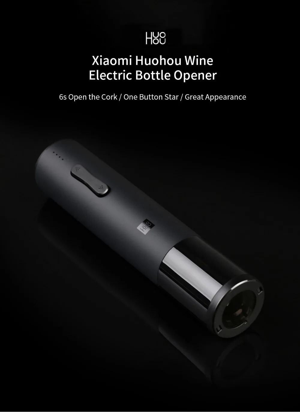 Original Xiaomi Huohou Bottle Opener  HU0120 Aluminum Alloy Automatic Rechargeable Electric Corkscrew Red Wine Opener