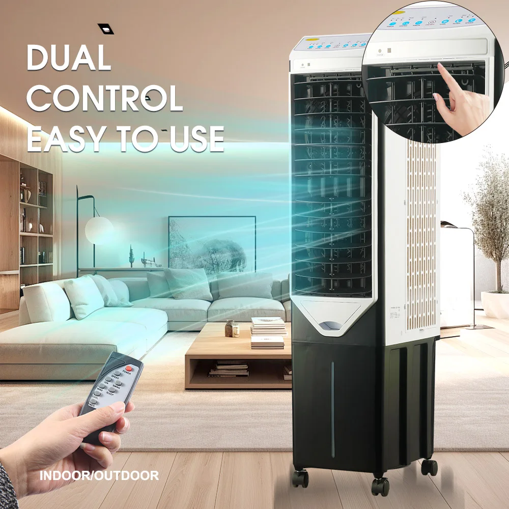 Multi Functional Cheap Camp Portable Tower Fan Type Party Kitchen Greenhouse Two Fans air Cooler Evaporator for Cold Room