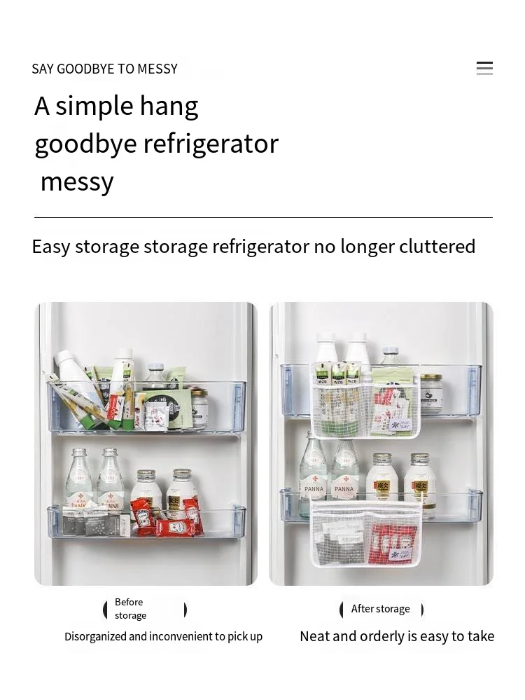 Refrigerator storage net bag hanging household kitchen bathroom multi-functional double compartment storage bag supplier