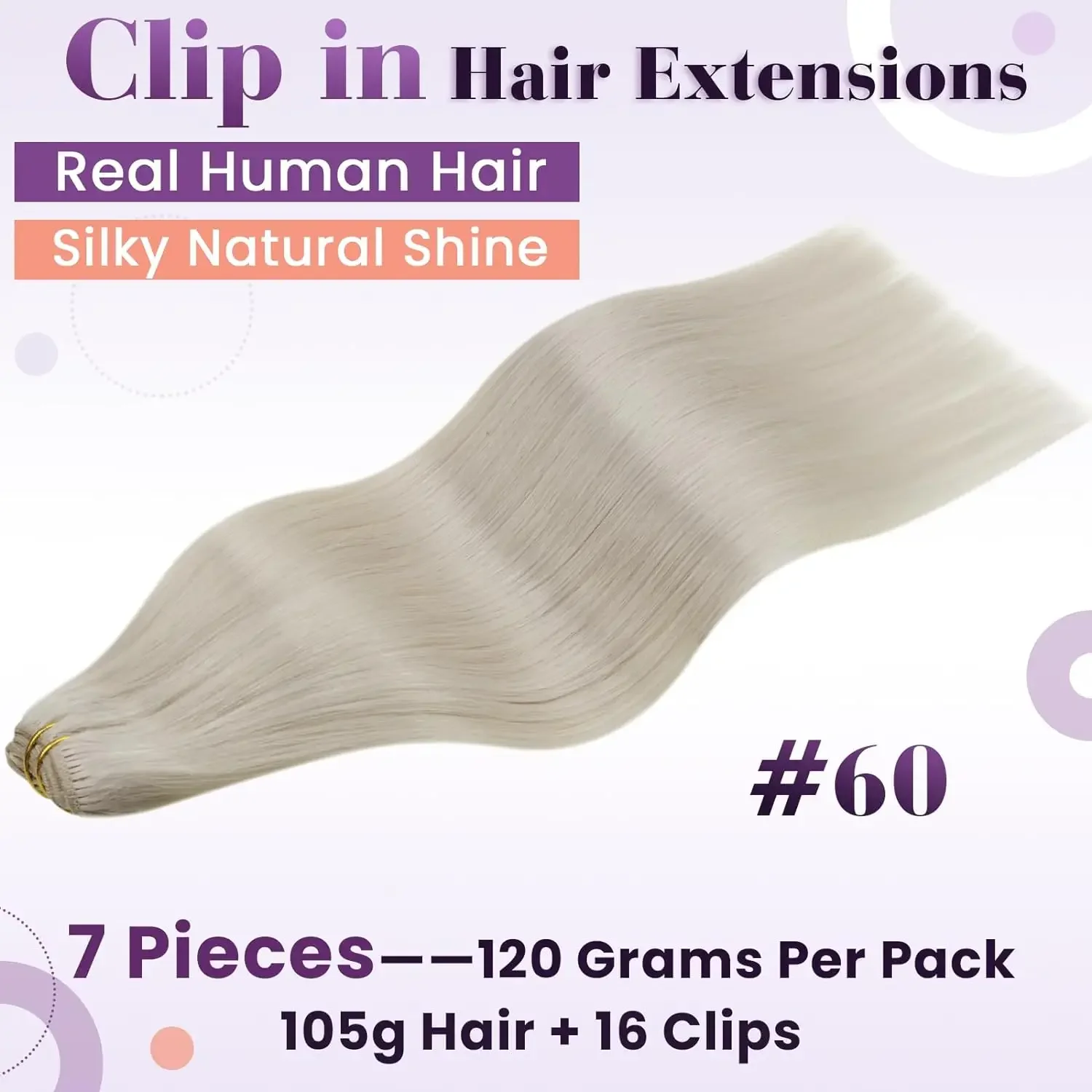 LaaVoo Echthaar-Clip-in-Extensions, 7-teilig, echtes Remy-Haar, zum Anklipsen, schwarzes Haar, glatt, natürliches Blond_voghion.com