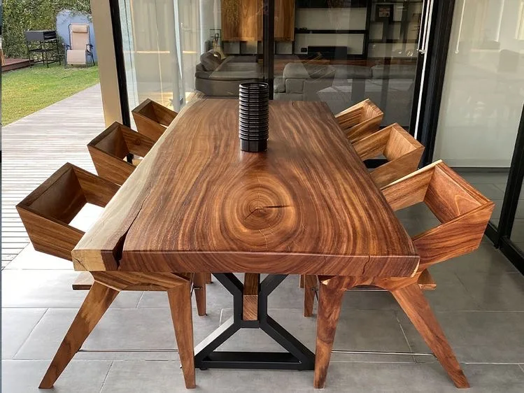 Factory Direct Modern Home Furniture Customize Size Kitchen Square Live Edge Solid Walnut Wood Slab Restaurant Dining Table