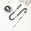 001 Collana Rosario Nero con Scatola