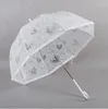 White love transparent long handle umbrella