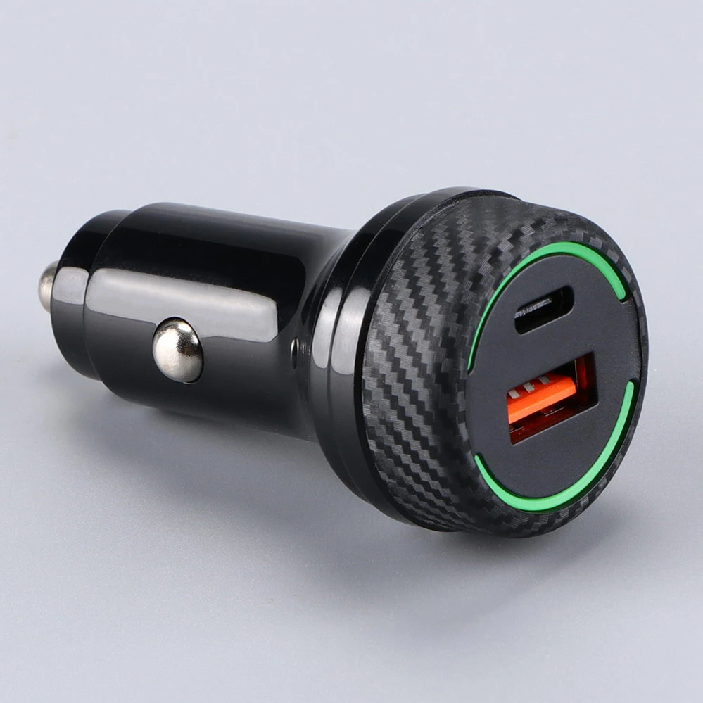  1 USB-A + 1 USB Type-C Black Car charger DC12V-24V 5021