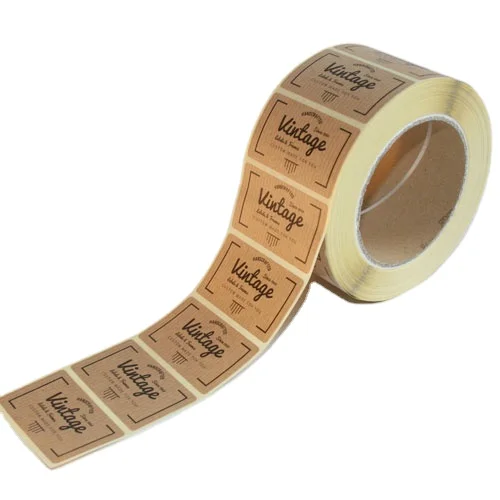 Custom Printed Round Logo Label Sticker Roll Kraft Paper Circle Labels