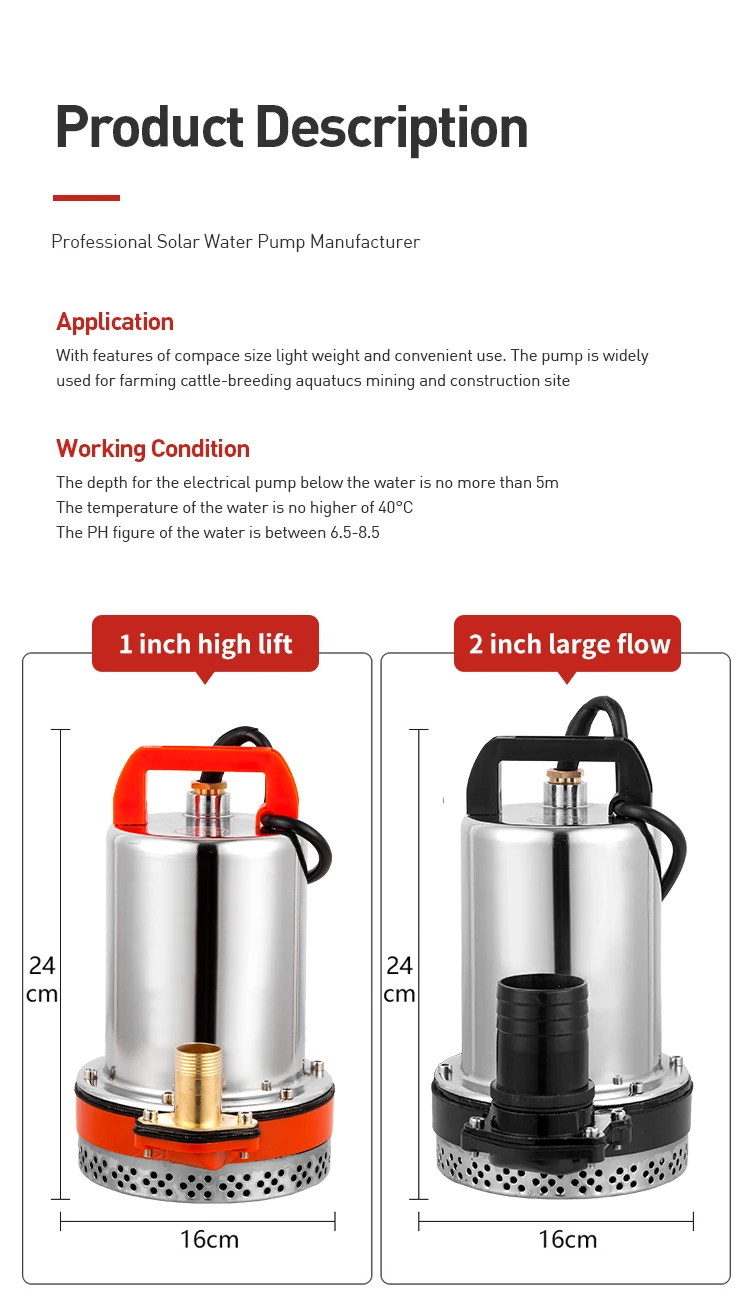 Solar DC  water pump 12v24v48v60v72v high lift and large flow household agricultural irrigation DC submersible pump