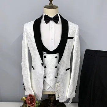 Glitter Red Sequins Mens Suits for Wedding Groom Tuxedo one button Blazer Formal Business Prom Dress 3 Pieces Traje De Hombre
