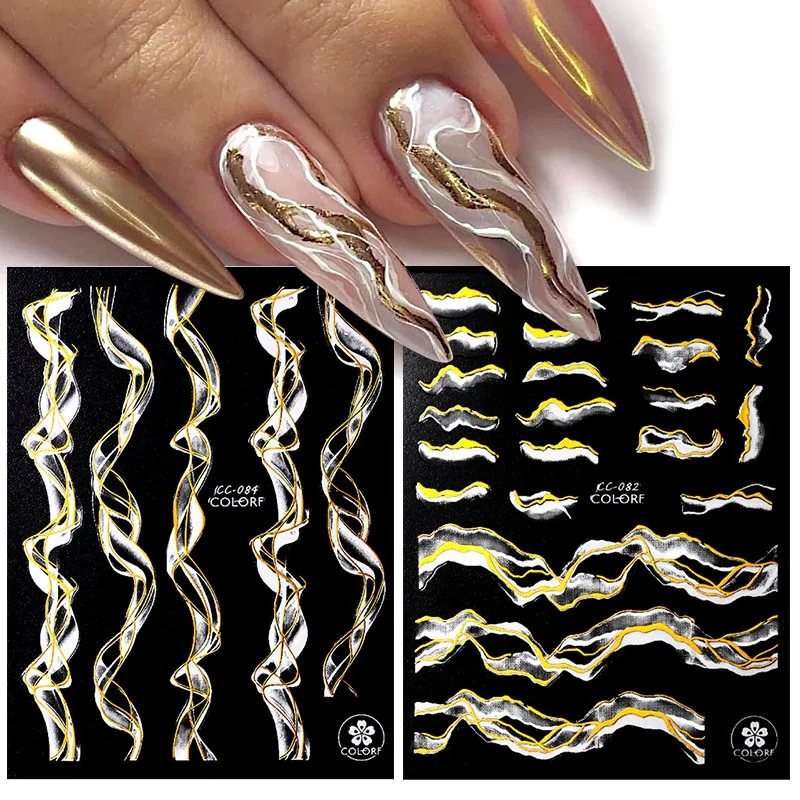 marble blooming 3d foil nail stickers