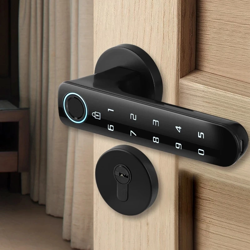 Biometric Fingerprint Password Handle Lock Auto Security Smart Door Lock for Home Electronic Fingerprint Door Lock