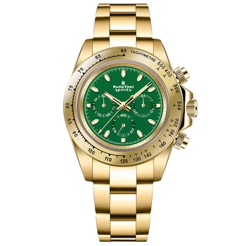 2024 RollsTimi New Gold Green Sapphire Glass Fashion Men's Mechanical Watch Stainless Steel Sport 30m  Waterproof Watch RT-137