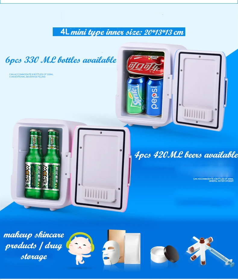 Портативный нагревательный охлаждающий 4L Мини Автомобильный холодильник для автомобиля