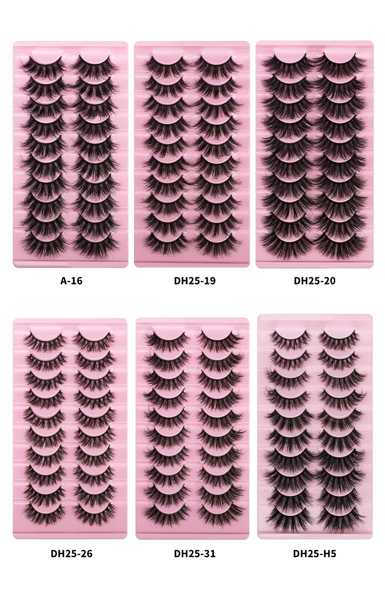 Wholesale False Eyelashes 10 Pairs Full Strip Mink Lashes 100 Handmade Custom Packaging Natural