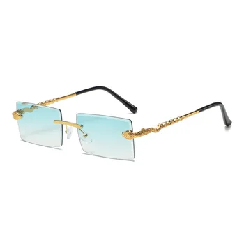 New Snake Metal Trim Sunglasses Square Trim Men's And Women's Trend Rectangular Sunglasses 2022