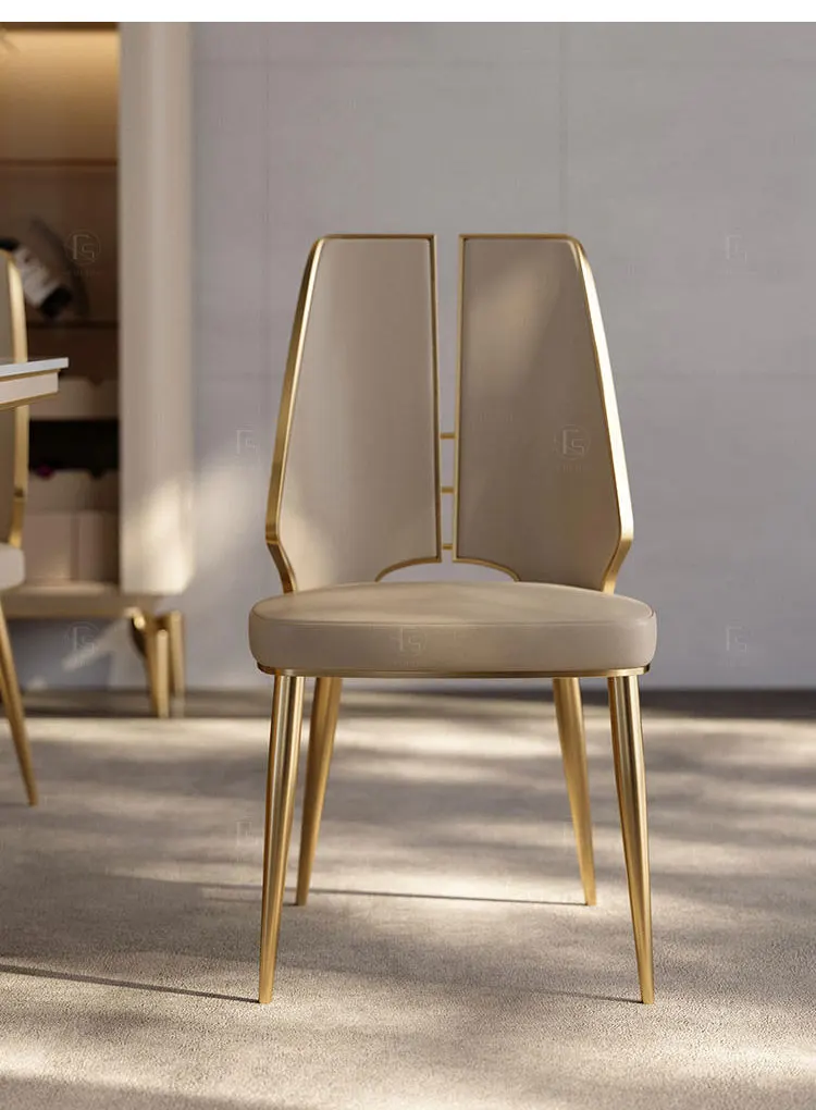 Modern Luxury Metal Dining Room Furniture Comfortable Backrest Leather ...