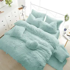 Factory Supply Kids Women Plain Fluffy Teddy Fleece Duvet Cover Bedsheet Bedding Set