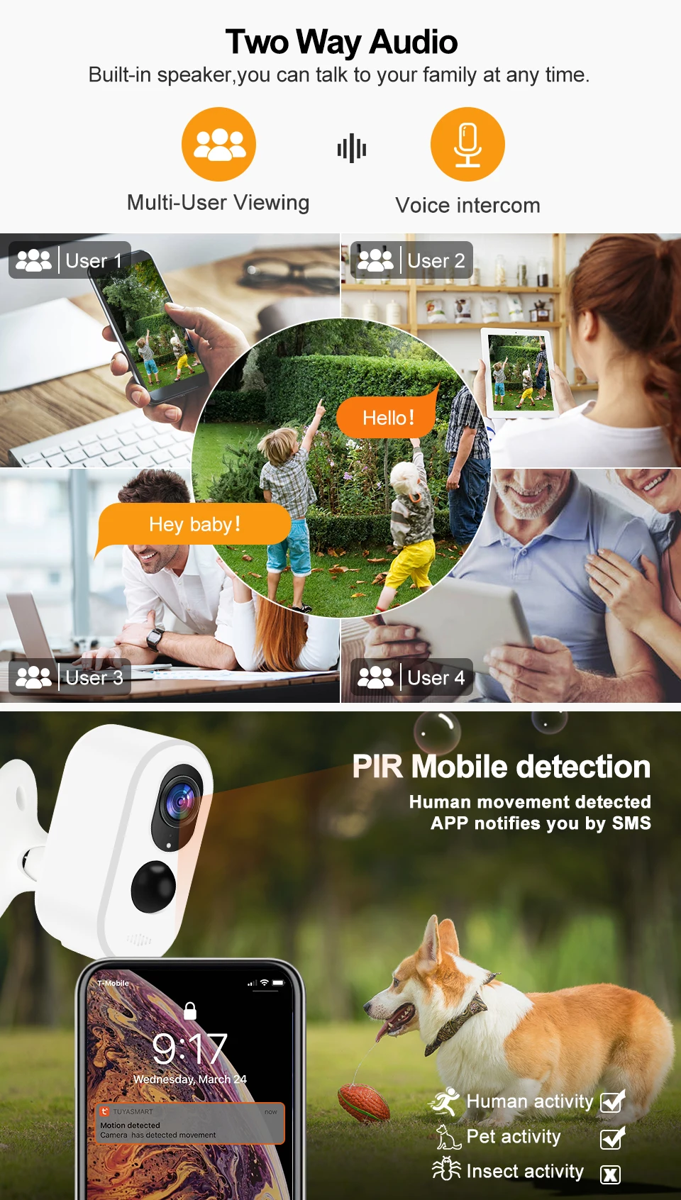 New Trend Tuya App Solar Powered Outdoor ip66 4G Sim Mini Cam 1080P Small 4G Camera With Solar Panel