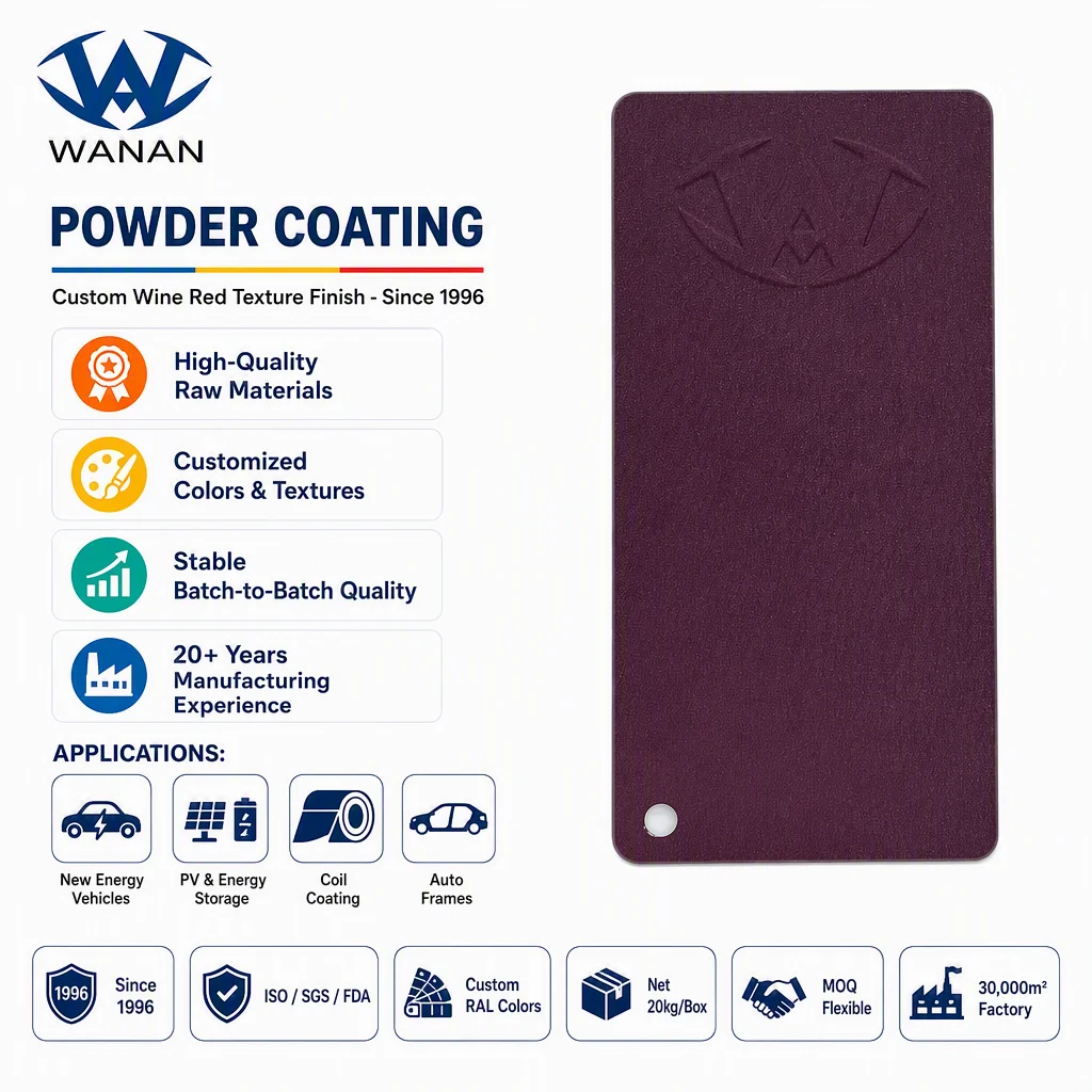 Wine Red Textured Powder Coating for EV, PV & Auto Frames