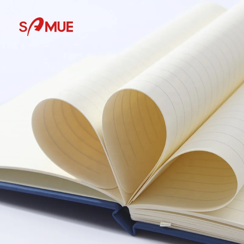 Custom logo Page Design Print PU Leather Notebook A5 Black Hard Cover 80 Sheets