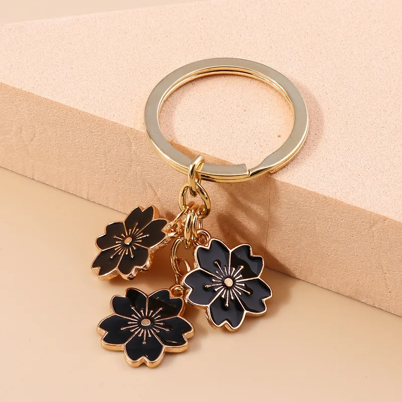 Flower Keychain Cute Handbag Key Chain Cherry Blossoms Keychains Personalized Key Ring Creative Gift for Women Girls Golden