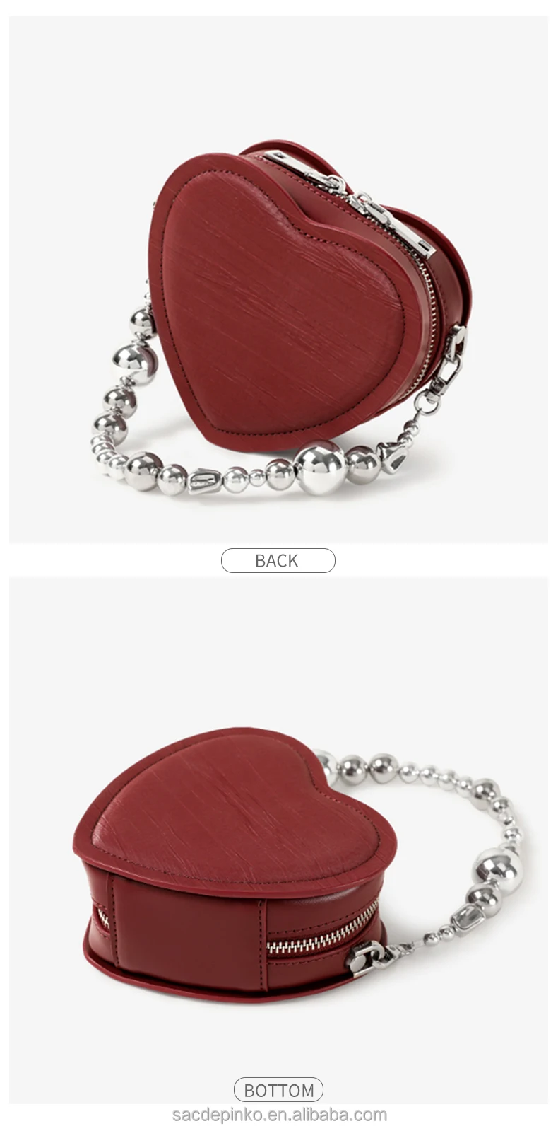 2022 Custom Fashion Heart Shape Chain Strap Lady Crossbag Bags Pu