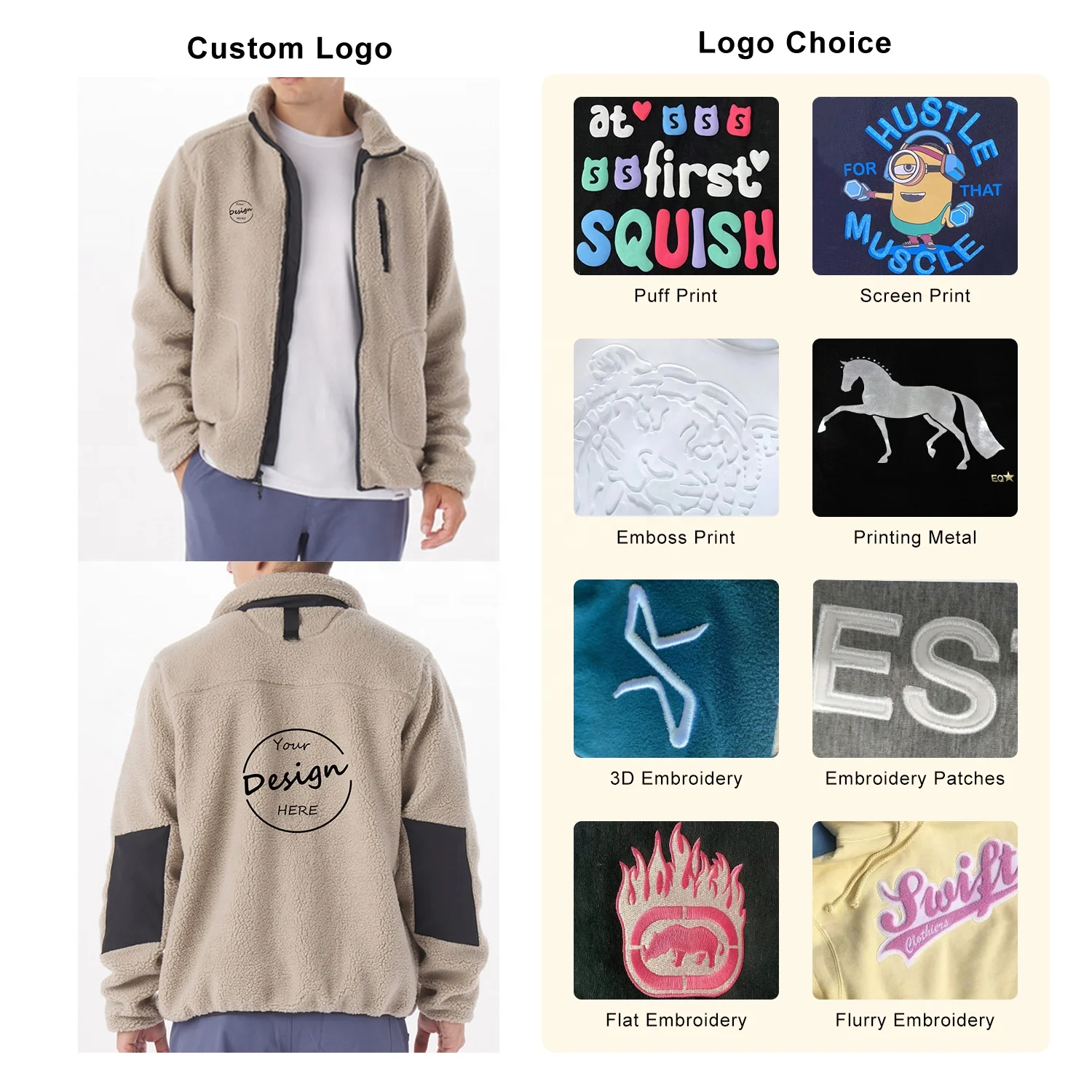 Latest New Warm Soft Patchwork Polar Fleece Hoodie for Men Zipper Men Coats Fleece Jackets Logo