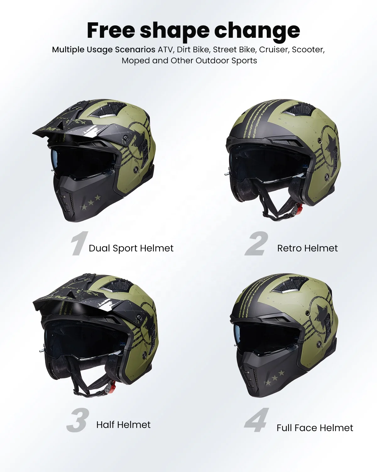 ILM Open Face Motorcycle Helmet - Vintage Retro Style