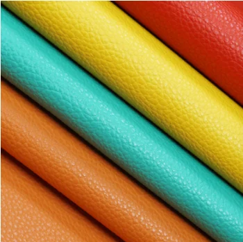 Wholesale Stock 1.7 Thick Double-Sided Waterproof PVC Leather Table Mats Lychee Grain Pattern Same-Color Synthetic Leather