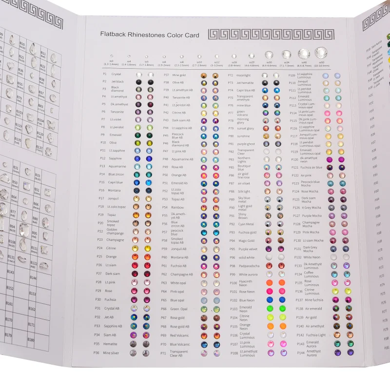 OLeeya Factory Various Color Chart Glass No Hot Fix Rhinestone Over 400 Colors Crystal Rhinestone Color Card Use for Reference