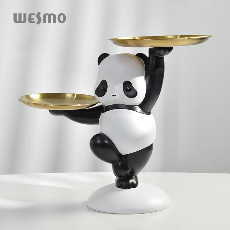 Animal Tabletop Figure Sculpture Painted Decorative Objects Home Ornament Panda Resin Statue